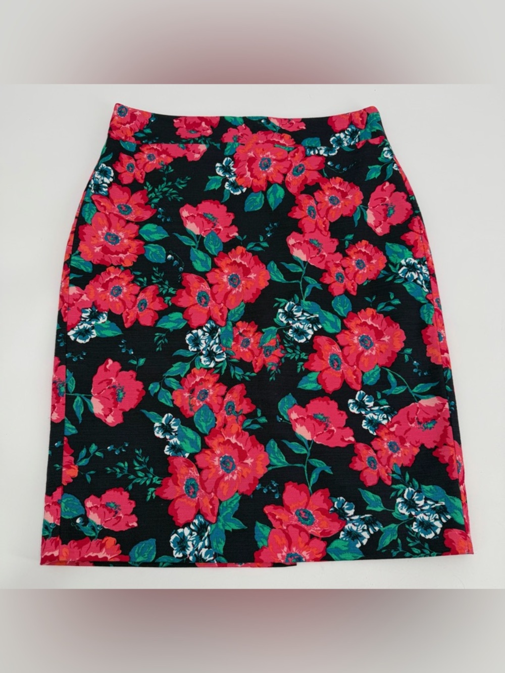 ANN TAYLOR Outlet Skirt Womens 2 Black Floral Pencil Career Office Bloomcore
